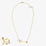 گردنبند طلای 18 عیار طرح پروانه و زنجیر کد 1WNL020 - تصویر 2