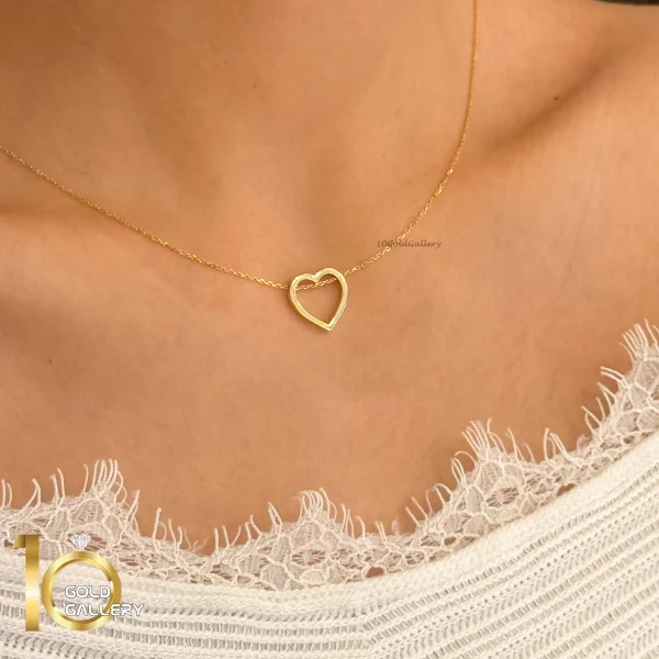 گردنبند طلای 18 عیار طرح قلب ساده کد 1WNL112