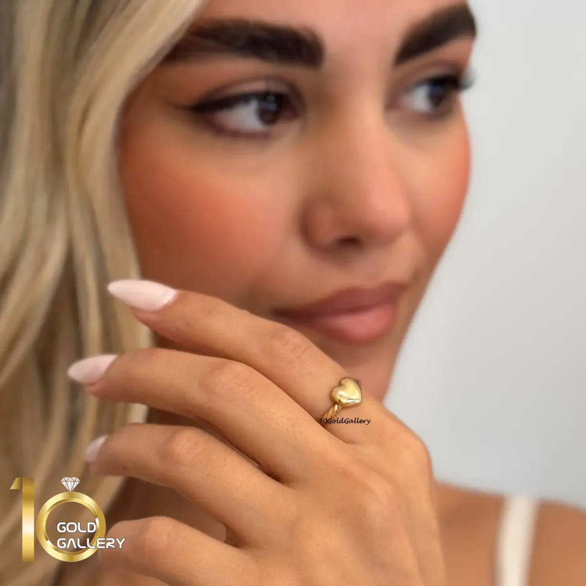 انگشتر طلای 18 عیار طرح قلب یورمن 1WRL089 - تصویر 5