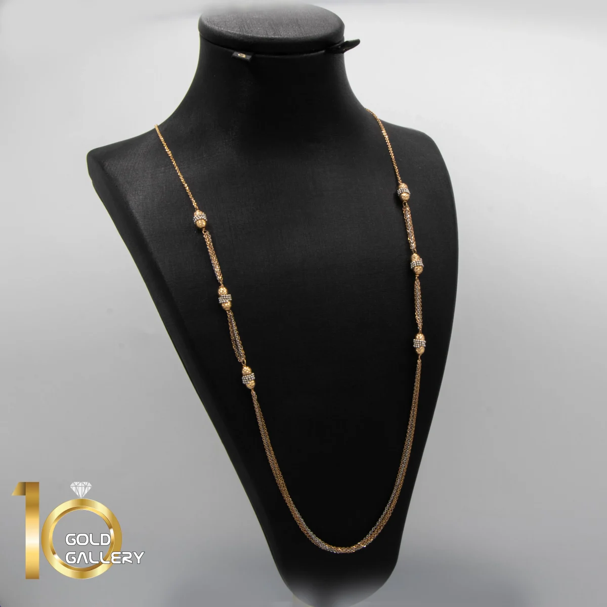 گردنبند طلای 18 عیار طرح زنجیر رو لباسی رزگلد و سفید تراش کم اجرت  کد 1WNE069 - تصویر 3