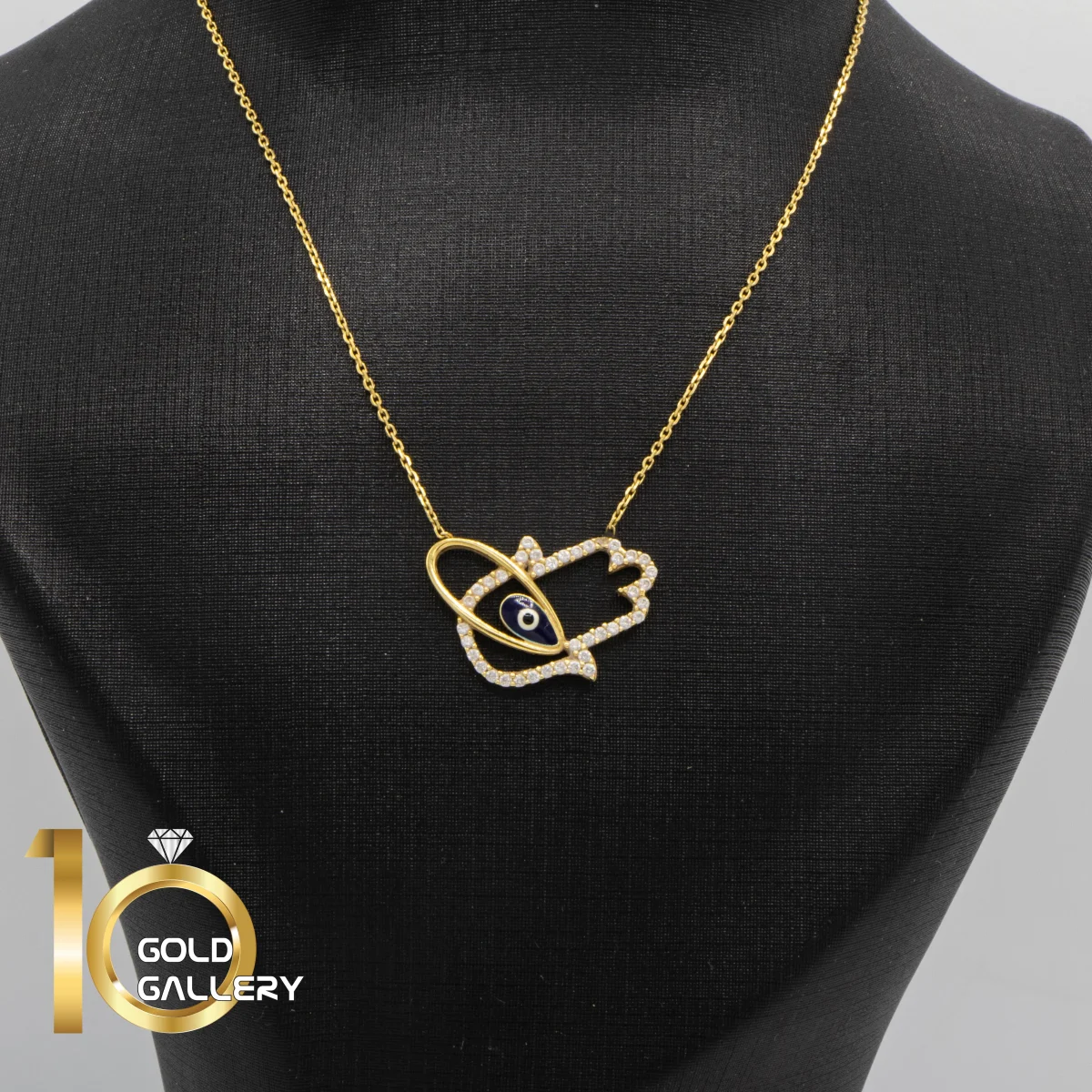 زنجیر ورساچه 4 گردنبند طلای 18 عیار طرح چشم نظر و دست خدا کم اجرت کد 1WNE029 - تصویر 1