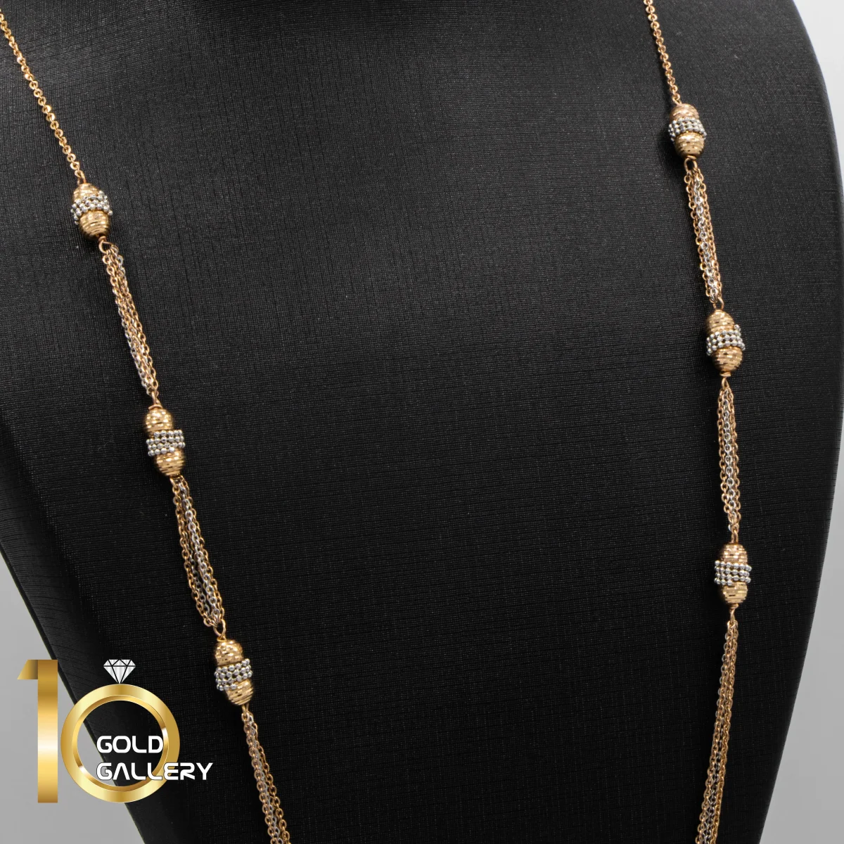 گردنبند طلای 18 عیار طرح زنجیر رو لباسی رزگلد و سفید تراش کم اجرت  کد 1WNE069 - تصویر 1