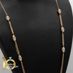 گردنبند طلای 18 عیار طرح زنجیر رو لباسی رزگلد و سفید تراش کم اجرت  کد 1WNE069