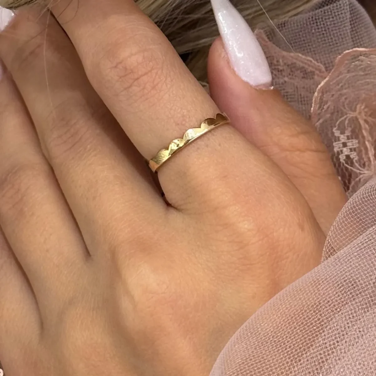 انگشتر طلای 18 عیار طرح نیم تاج گرد 1WRL044 - تصویر 6