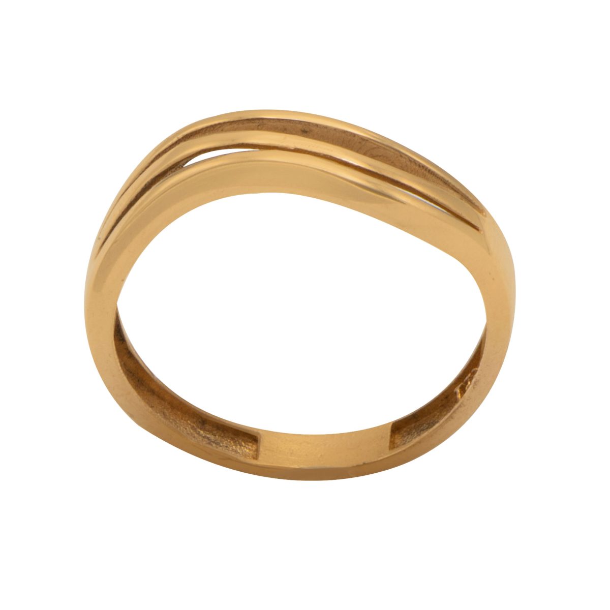 انگشتر-مینیمال-طرح-خطوط-موازی-سه-خط-وسط-کج-Edit انگشتر طلای 18 عیار طرح خط منحنی 1WRL129 - تصویر 1