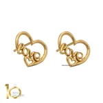 گوشواره طلا طرح 1WEB022  love - تصویر 2