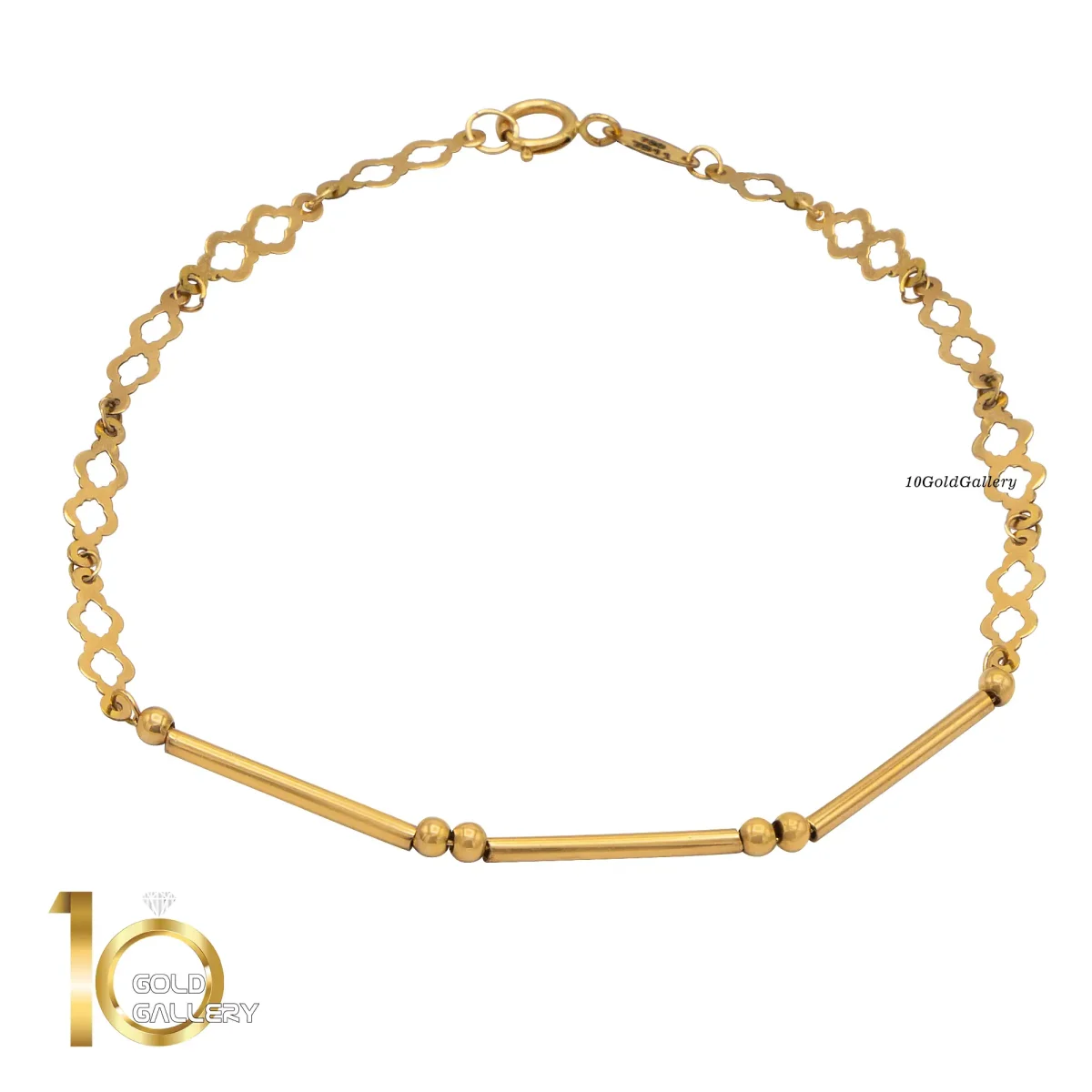 دستبند طلا 18 عیار طرح  لیزری  اسلیمی وسط گوی و میله 1WBZ005 - تصویر 1