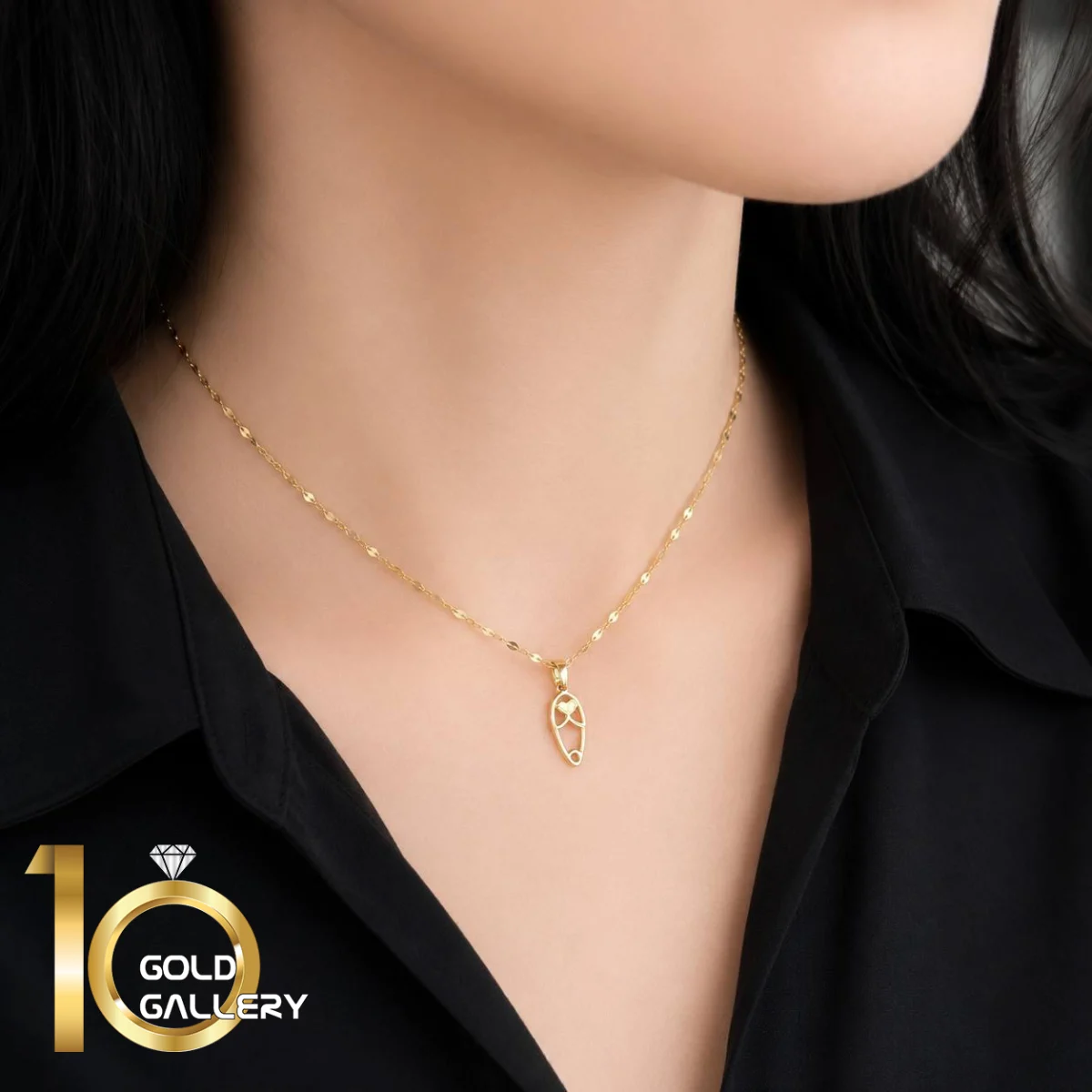 نیمست طلای 18 عیار طرح سنجاق کد 1whl129 - تصویر 2