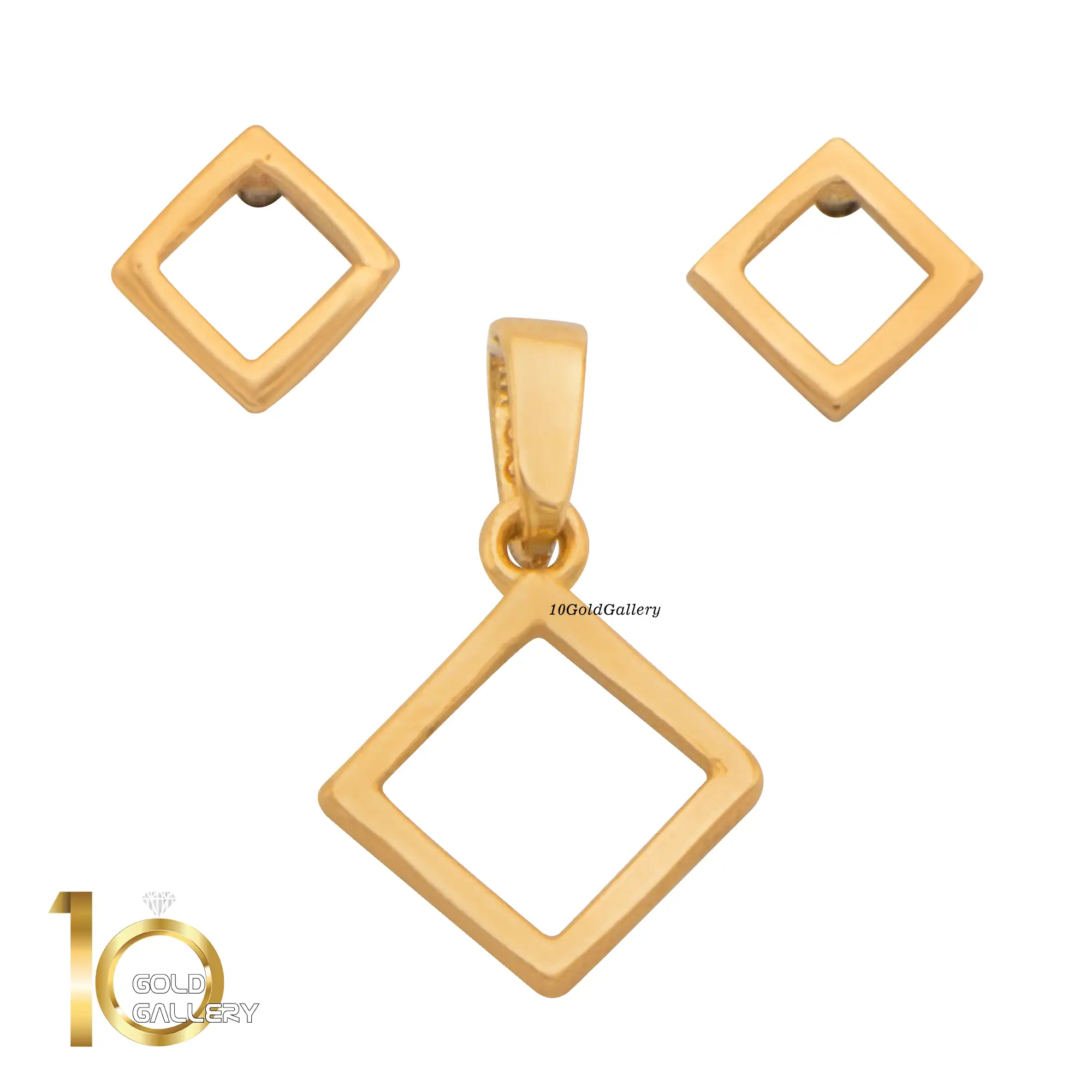 مربع دایره نیمست طلای 18 عیار طرح لوزی کد 1whl190 - تصویر 1