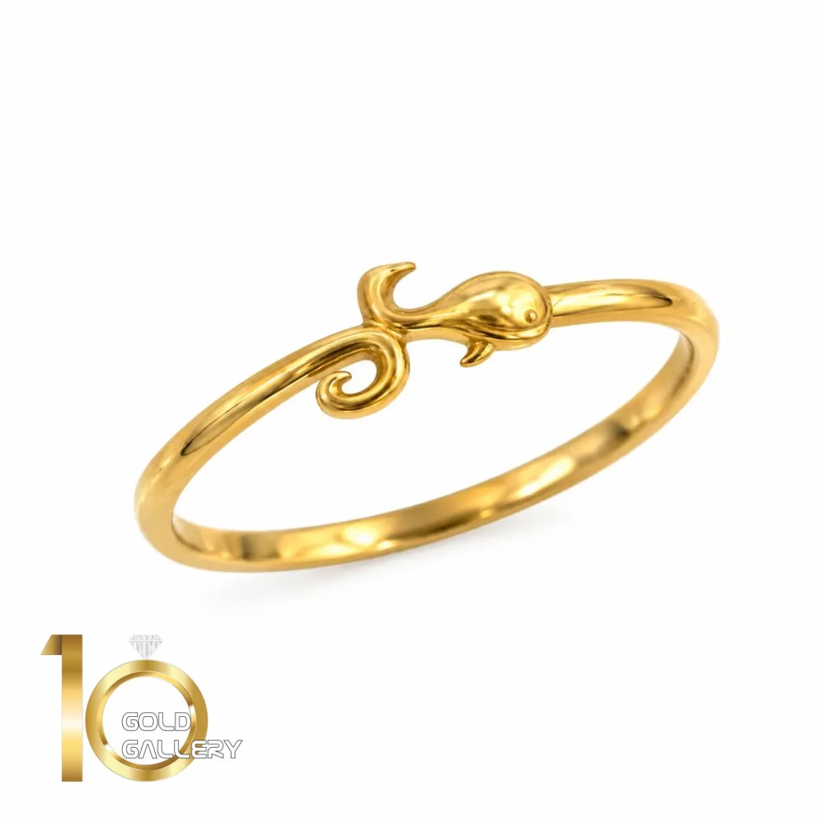 انگشتر طلا 18 عیار طرح دلفین کد 1WRI014 - تصویر 2