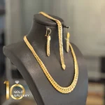سرویس طلای 18 عیار کم اجرت طرح کارتیه حصیری کد 1WNE095 - تصویر 2